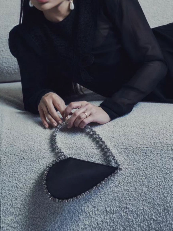 Love Crystal Clutch Black