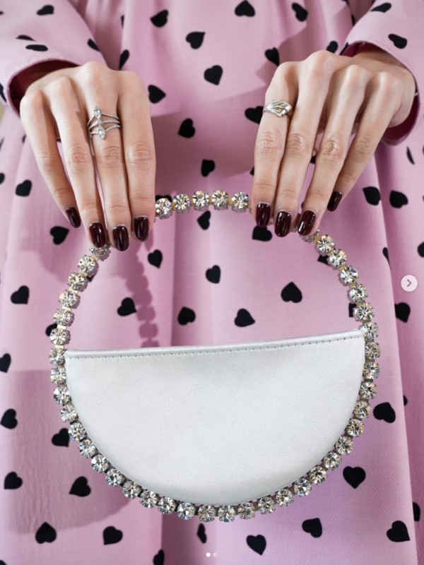Circle Crystal Clutch Silver