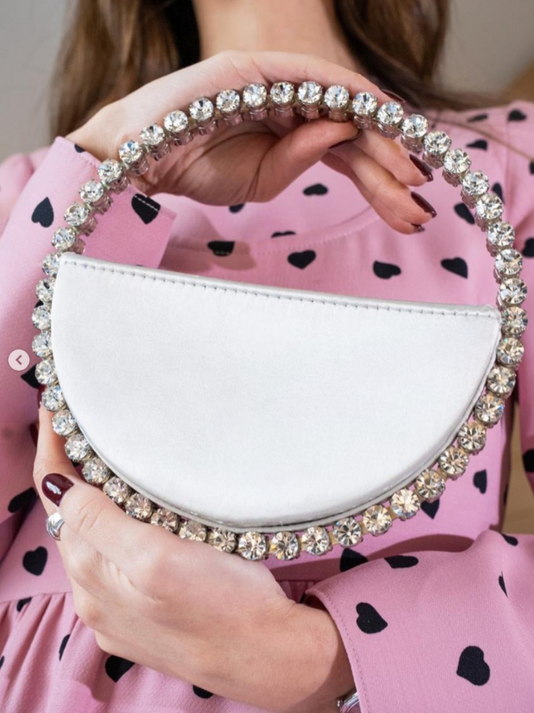 Circle Crystal Clutch Silver