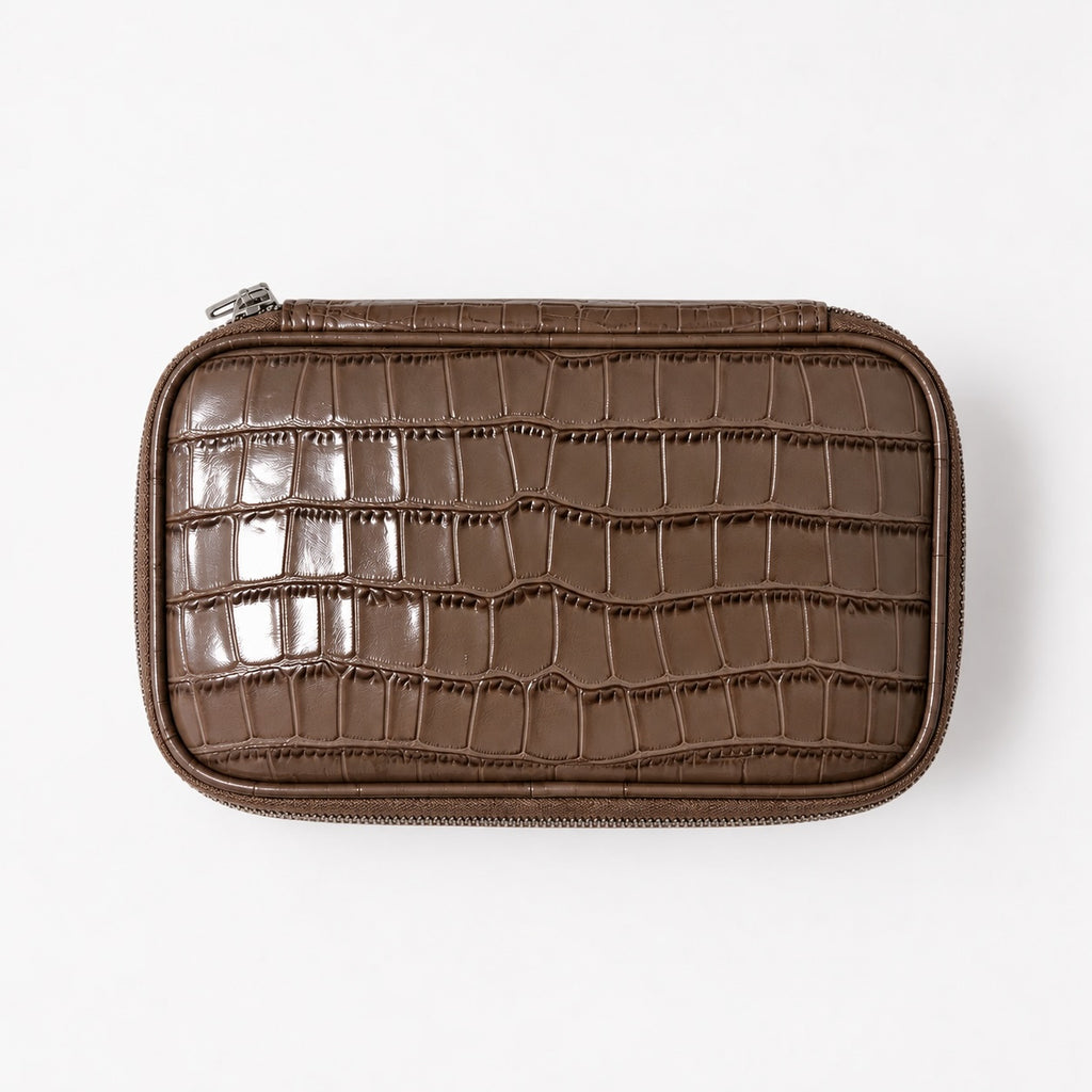 Croc Vanity Pouch Amber