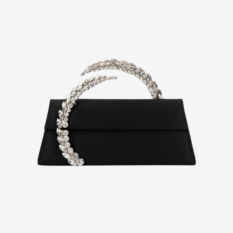 Flap Crystal Clutch Black
