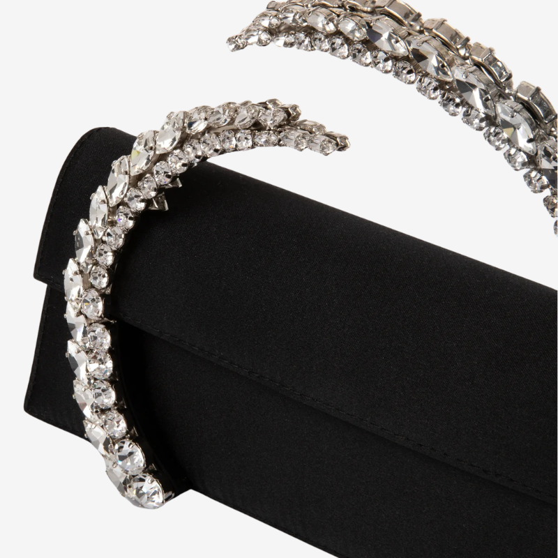 Flap Crystal Clutch Black