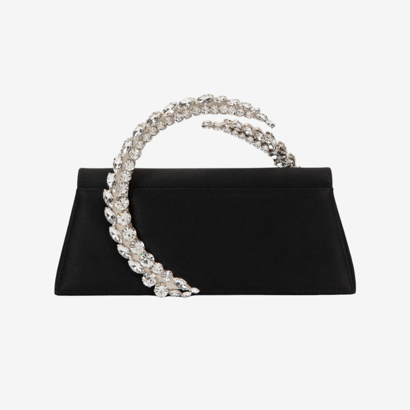 Flap Crystal Clutch Black