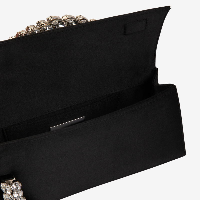 Flap Crystal Clutch Black