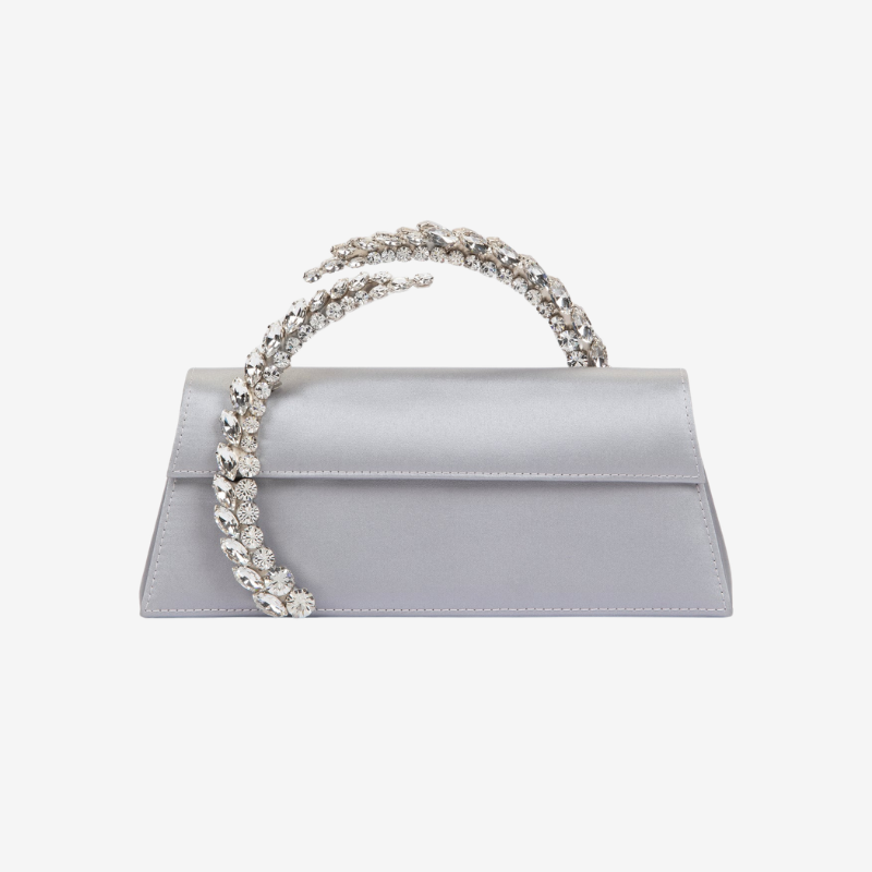 Flap Crystal Clutch Silver