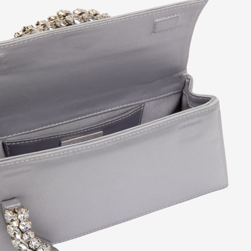 Flap Crystal Clutch Silver