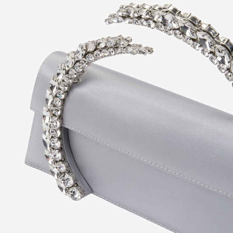 Flap Crystal Clutch Silver